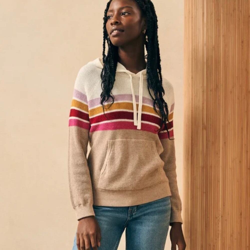 Faherty Throwback Cashmere Blend Striped Knit Hoo… - image 5